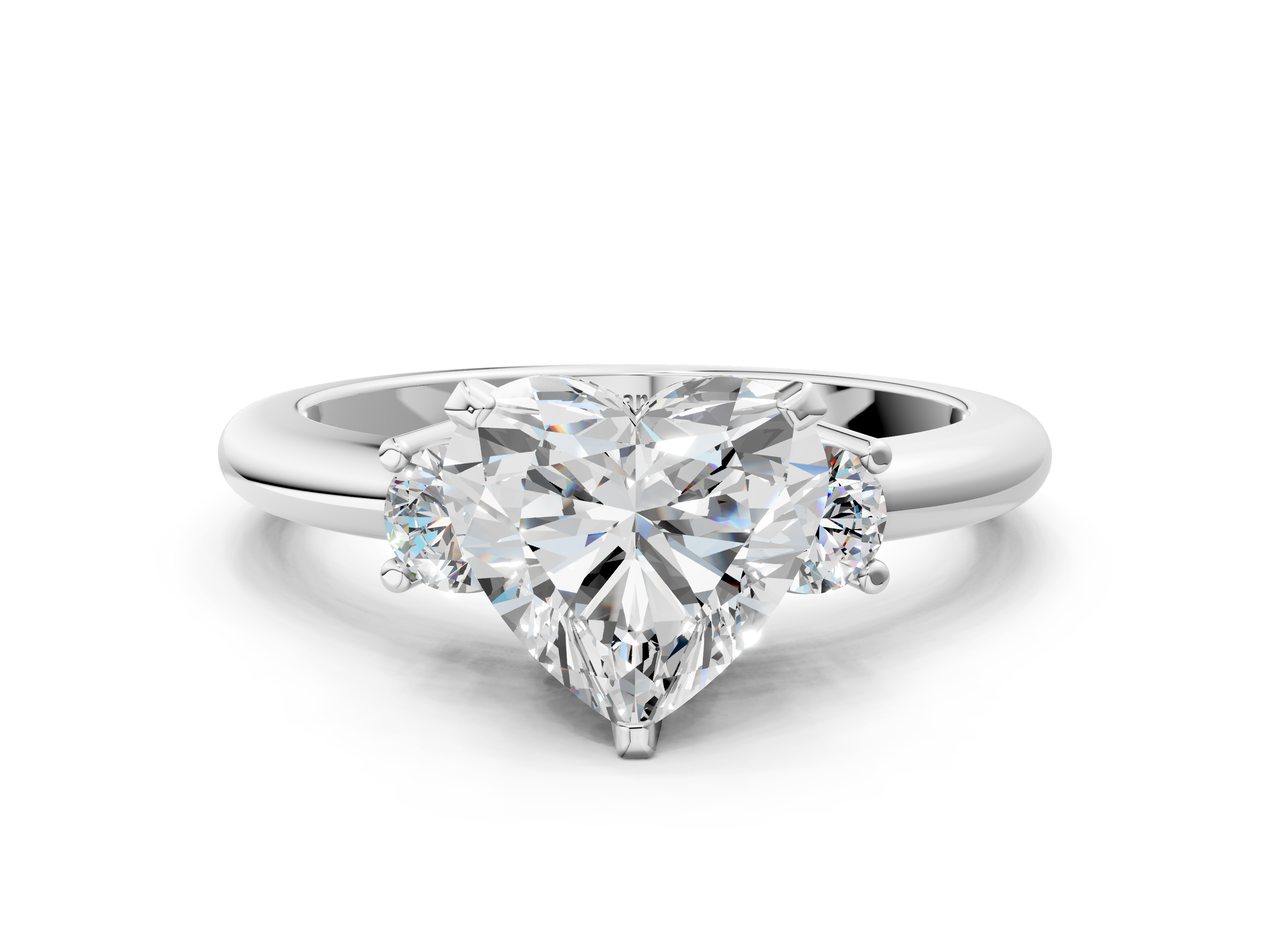 White gold Three-Stone Heart Cut Diamond Solitaire with Prong Setting and Classic Band_52