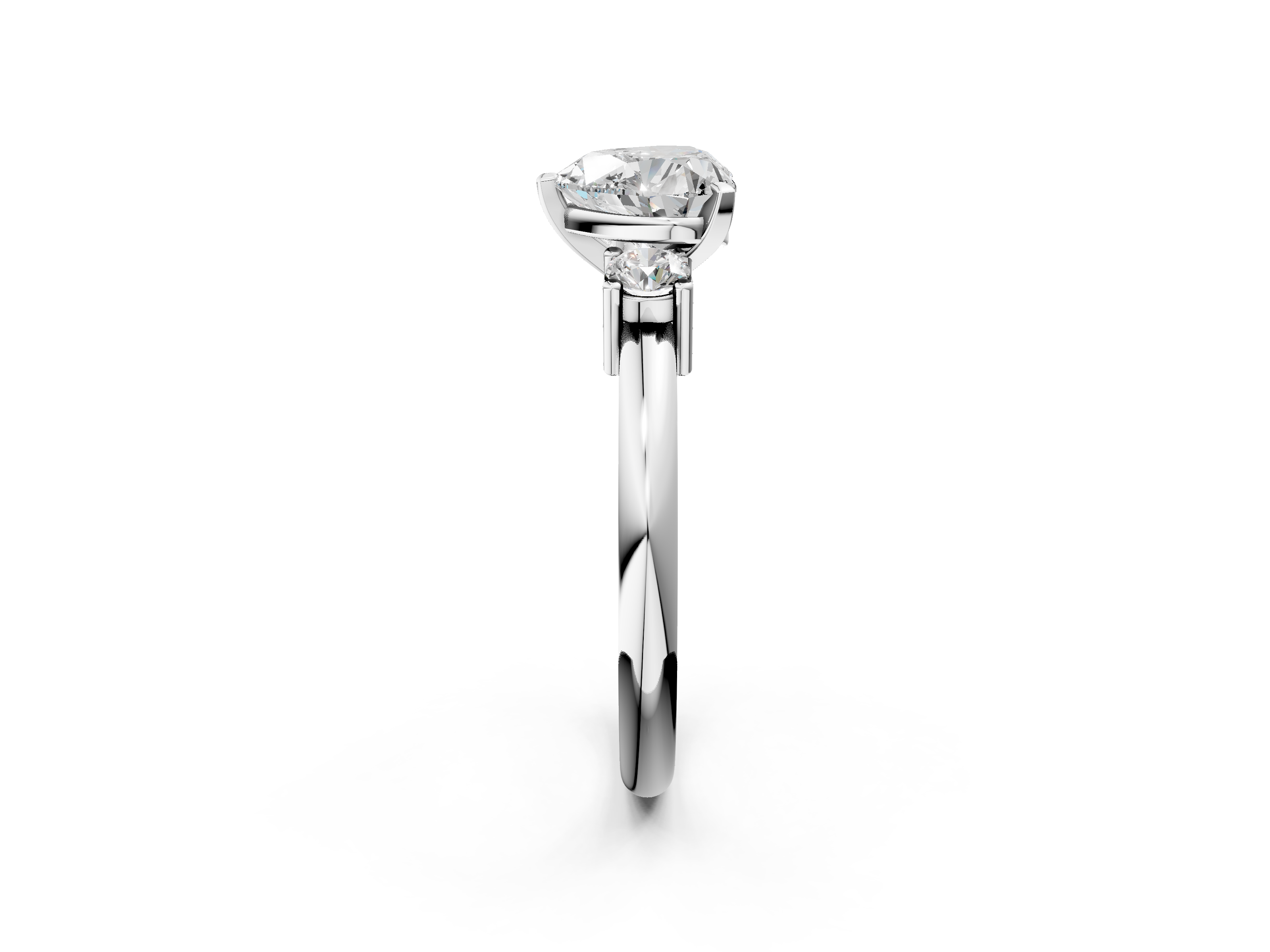 White gold Three-Stone Heart Cut Diamond Solitaire with Prong Setting and Classic Band_54