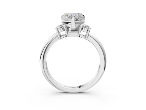 White gold Three-Stone Heart Cut Diamond Solitaire with Prong Setting and Classic Band_55