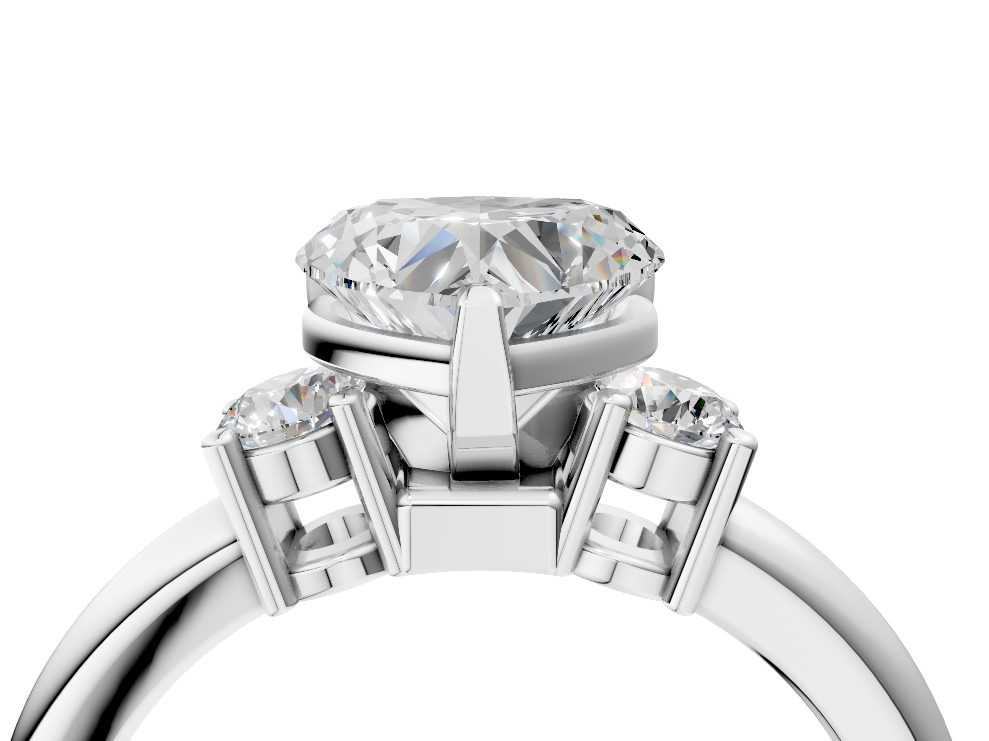 White gold Three-Stone Heart Cut Diamond Solitaire with Prong Setting and Classic Band_56