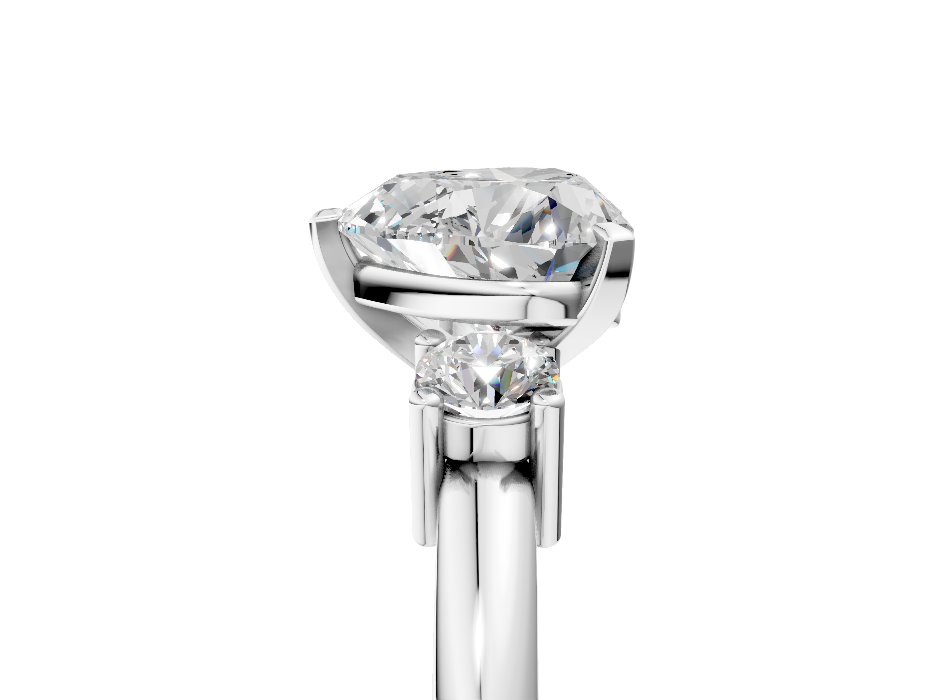 White gold Three-Stone Heart Cut Diamond Solitaire with Prong Setting and Classic Band_57