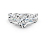White gold Three-Stone Heart Cut Diamond Twist Band with Prong Setting_73
