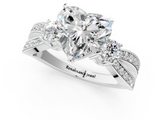 White gold Three-Stone Heart Cut Diamond Twist Band with Prong Setting_74