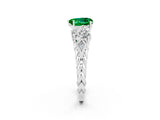 White gold Three-Stone Heart Cut Emerald Braided Band Ring with Four-Prong Setting_50