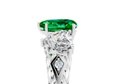 White gold Three-Stone Heart Cut Emerald Braided Band Ring with Four-Prong Setting_53