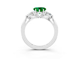 White gold Three-Stone Heart Cut Emerald Ring with Pear  Side Stones in Four-Prong Setting_51