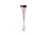 White gold Three-Stone Heart Cut Garnet Pavé Band with Four-Prong Setting_2
