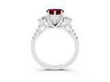 White gold Three-Stone Heart Cut Garnet Pavé Band with Four-Prong Setting_3