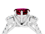 White gold Three-Stone Heart Cut Garnet Pavé Band with Four-Prong Setting_4