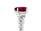 White gold Three-Stone Heart Cut Garnet Pavé Band with Four-Prong Setting_5
