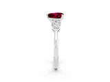 White gold Three-Stone Heart Cut Garnet Ring with Pear Side Stones and Four-Prong Setting_2