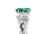 White gold Three-Stone Heart Cut Green Sapphire Braided Band Ring with Four-Prong Setting_17