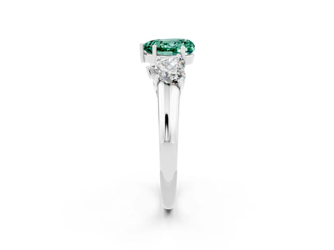 White gold Three-Stone Heart Cut Green Sapphire Engagement Ring with Prong Setting_2