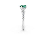 White gold Three-Stone Heart Cut Green Sapphire Pavé Band with Four-Prong Setting_2