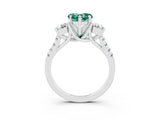 White gold Three-Stone Heart Cut Green Sapphire Pavé Band with Four-Prong Setting_3
