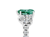 White gold Three-Stone Heart Cut Green Sapphire Ring with Pavé Band and Prong Setting_17