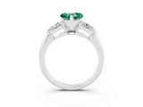 White gold Three-Stone Heart Cut Green Sapphire Ring with Pear Side Stones and Four-Prong Setting_3