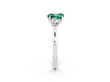 White gold Three-Stone Heart Cut Green Sapphire Ring with Pear  Side Stones in Four-Prong Setting_14