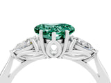 White gold Three-Stone Heart Cut Green Sapphire Ring with Pear  Side Stones in Four-Prong Setting_16