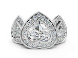 White gold Three-Stone Heart Cut Halo Pavé Diamond Ring_7