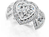 White gold Three-Stone Heart Cut Halo Pavé Diamond Ring_8