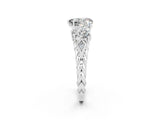 White gold Three-Stone Heart Cut Moissanite Braided Band Ring with Four-Prong Setting_14