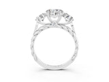White gold Three-Stone Heart Cut Moissanite Braided Band Ring with Four-Prong Setting_15