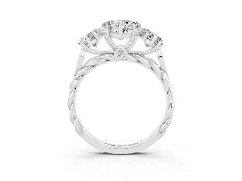 White gold Three-Stone Heart Cut Moissanite Braided Band Ring with Four-Prong Setting_15
