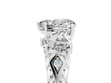 White gold Three-Stone Heart Cut Moissanite Braided Band Ring with Four-Prong Setting_17