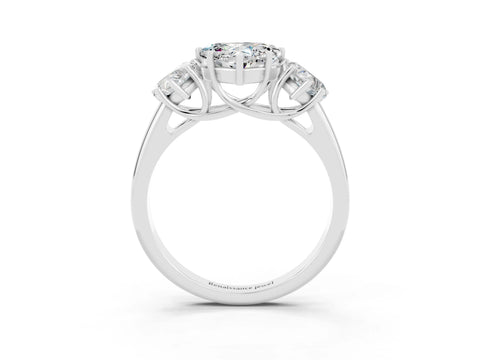 White gold Three-Stone Heart Cut Moissanite Engagement Ring with Prong Setting_3