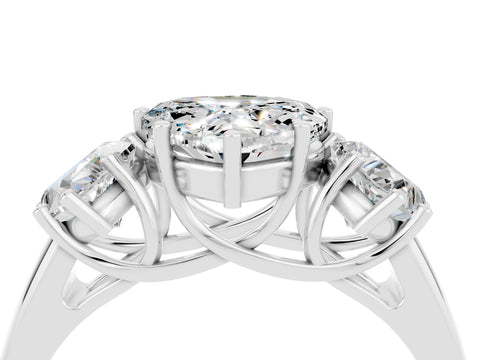 White gold Three-Stone Heart Cut Moissanite Engagement Ring with Prong Setting_4