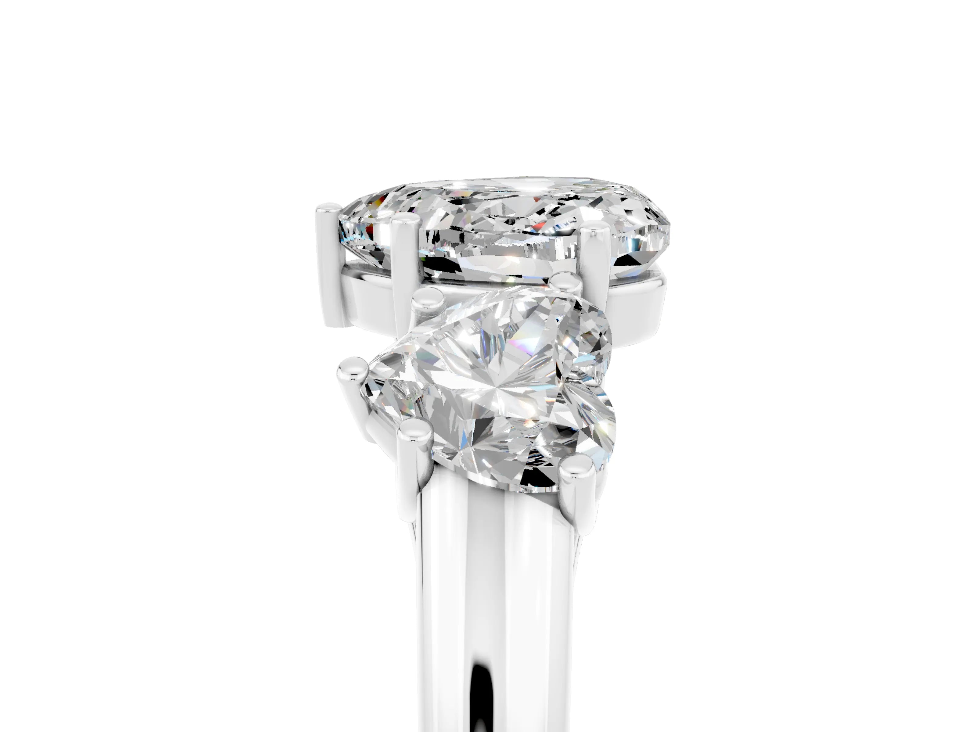 White gold Three-Stone Heart Cut Moissanite Engagement Ring with Prong Setting_5