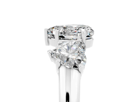 White gold Three-Stone Heart Cut Moissanite Engagement Ring with Prong Setting_5