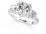 White gold Three-Stone Heart Cut Moissanite Pavé Band with Four-Prong Setting_1