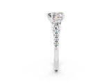 White gold Three-Stone Heart Cut Moissanite Pavé Band with Four-Prong Setting_2