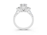 White gold Three-Stone Heart Cut Moissanite Pavé Band with Four-Prong Setting_3