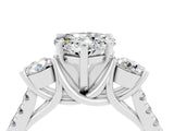 White gold Three-Stone Heart Cut Moissanite Pavé Band with Four-Prong Setting_4