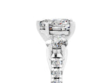 White gold Three-Stone Heart Cut Moissanite Pavé Band with Four-Prong Setting_5