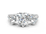 White gold Three-Stone Heart Cut Moissanite Ring with Pavé Band and Prong Setting_12