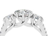 White gold Three-Stone Heart Cut Moissanite Ring with Pavé Band and Prong Setting_16