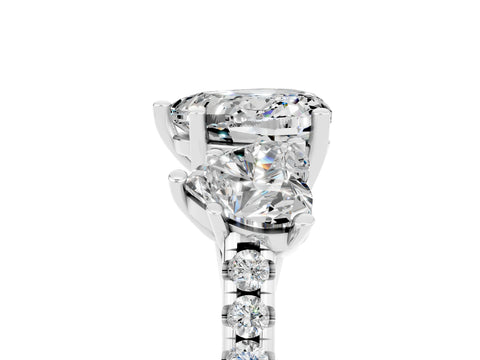 White gold Three-Stone Heart Cut Moissanite Ring with Pavé Band and Prong Setting_17