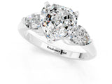 White gold Three-Stone Heart Cut Moissanite Ring with Pear Side Stones and Four-Prong Setting_1