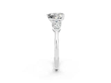 White gold Three-Stone Heart Cut Moissanite Ring with Pear Side Stones and Four-Prong Setting_2