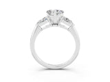 White gold Three-Stone Heart Cut Moissanite Ring with Pear Side Stones and Four-Prong Setting_3