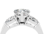 White gold Three-Stone Heart Cut Moissanite Ring with Pear Side Stones and Four-Prong Setting_4