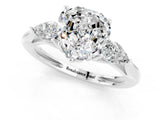 White gold Three-Stone Heart Cut Moissanite Ring with Pear  Side Stones in Four-Prong Setting_13