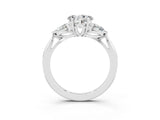 White gold Three-Stone Heart Cut Moissanite Ring with Pear  Side Stones in Four-Prong Setting_15