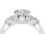 White gold Three-Stone Heart Cut Moissanite Ring with Pear  Side Stones in Four-Prong Setting_16