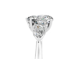White gold Three-Stone Heart Cut Moissanite Ring with Pear  Side Stones in Four-Prong Setting_17