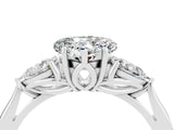 White gold Three-Stone Heart Cut Moissanite Ring with Pear  Side Stones in Four-Prong Setting_52